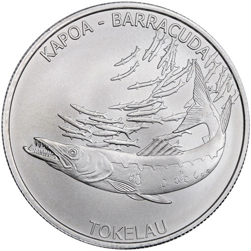 Tokelau 2017 Kapoa Barracuda 1 oz (31,15 gr) Highland Mint Argento 999 Silver