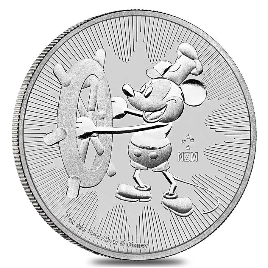 Steamboat Willie 2017 1 oz (31,15 gr) NZM Argento 999 Silver Mickey Mouse Disney