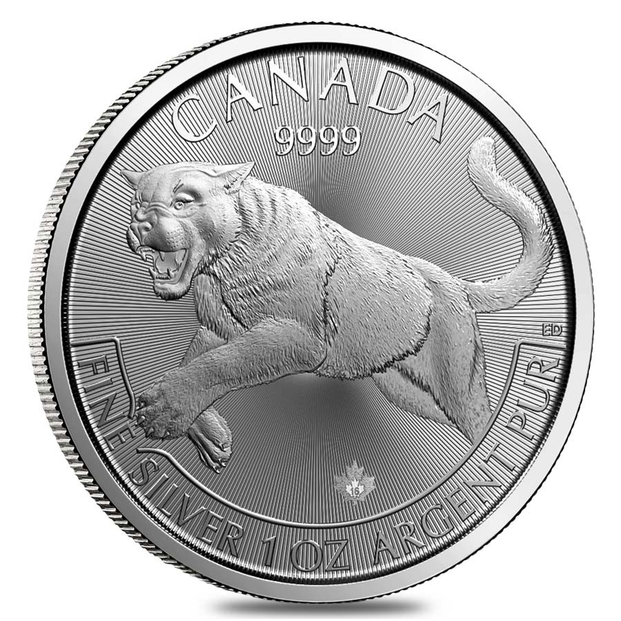 Canada Predators "Coguar" 2016 5 Dollars 1 OZ (31,1 gr.) Argento 999 Silver Coin
