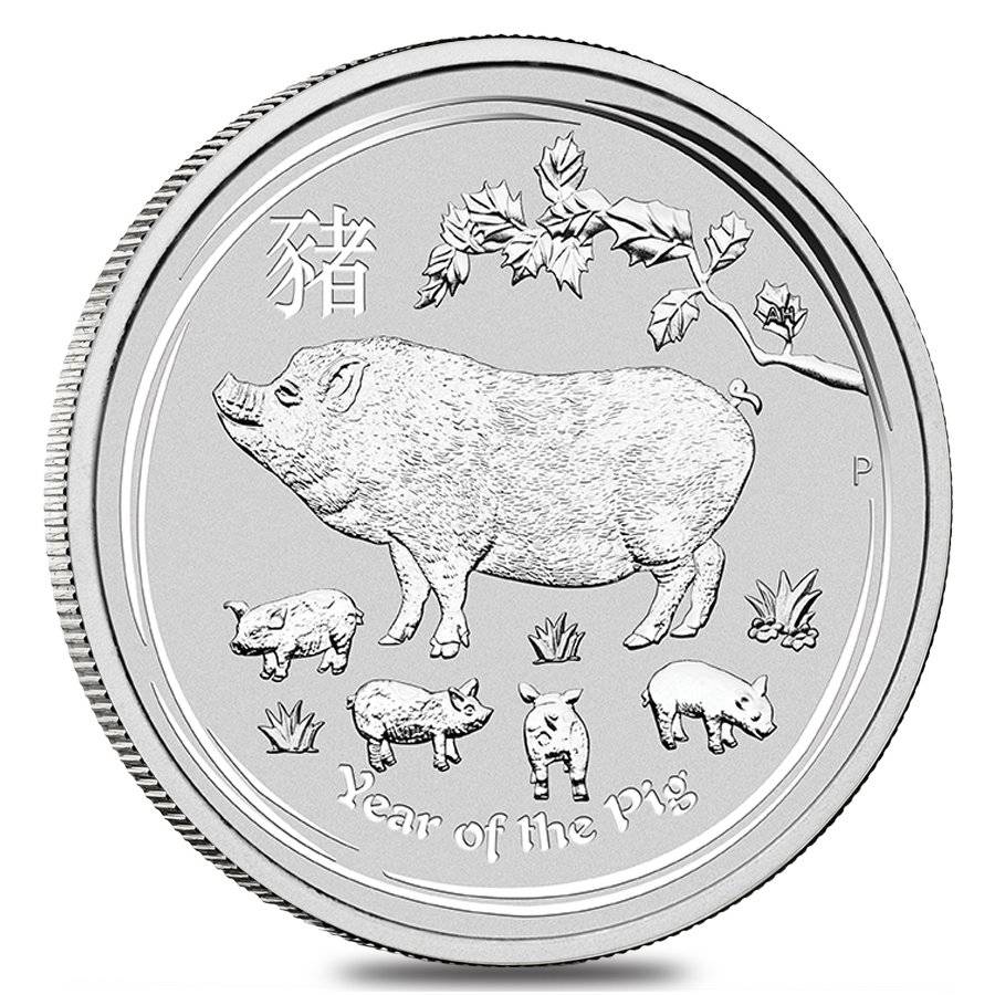 Australia Lunar Pig 2019 50 Cents 0,5 OZ (15,575 gr.) Argento 999 Silver Coin