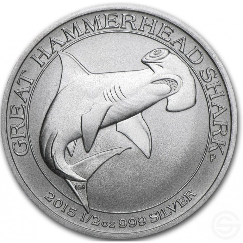 Australia Hammerhead Shark 2015 50 cents. 0,5 OZ (15,55 gr.) Argento 999 Silver