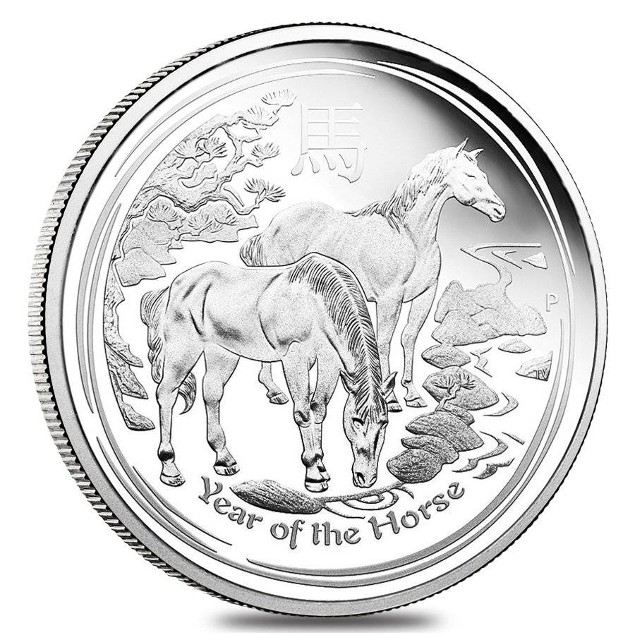 Australia Lunar Horse 2014 50 Cents 0,5 OZ (15,575 gr.) Argento 999 Silver Coin
