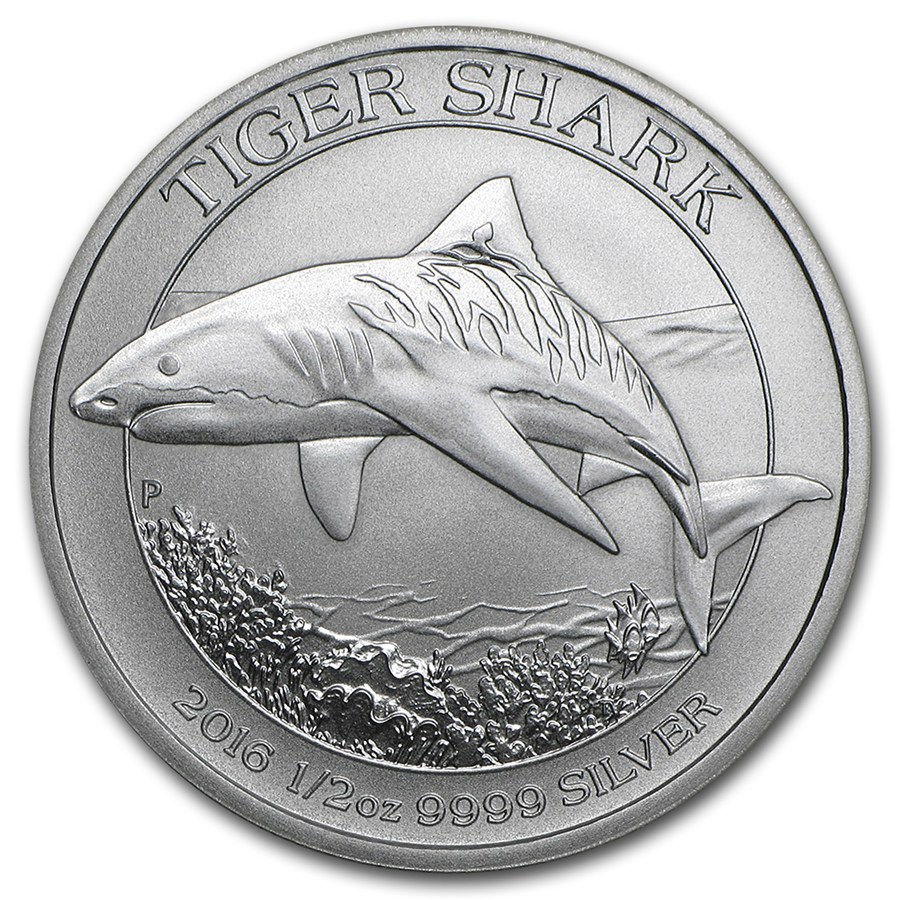 Australia Tiger Shark 2016 50 cents. 0,5 OZ (15,55 gr.) Argento 999 Silver Perth